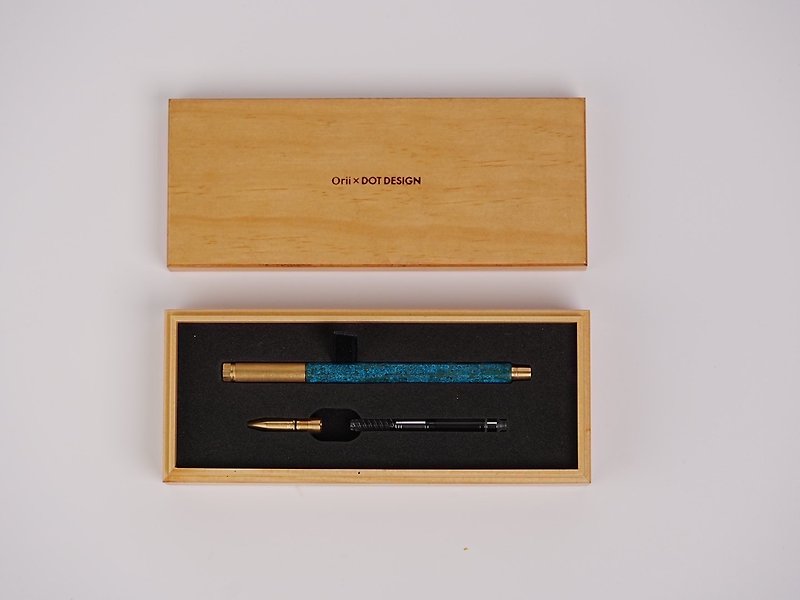 Orii×DOT design fountain pen and ball pen | speckled bronze - ปากกาหมึกซึม - ทองแดงทองเหลือง สีน้ำเงิน
