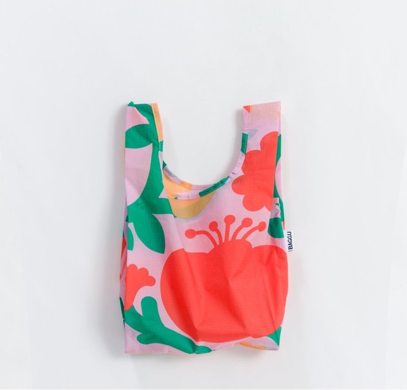 [LAST ONE] BAGGU Eco Storage Bag - Mini Size - Poppies - กระเป๋าถือ - วัสดุกันนำ้ สึชมพู