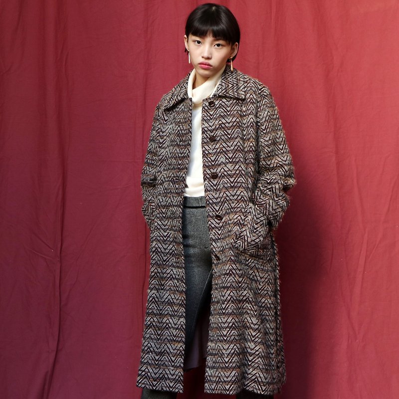 Pumpkin Vintage. Ancient corrugated wool coat coat - เสื้อแจ็คเก็ต - ขนแกะ 