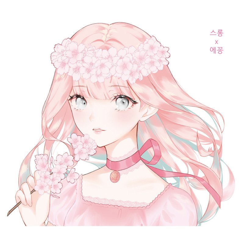 Cherry Blossom Girl (eggong) person sticker girl sticker - 貼紙 - 紙 粉紅色