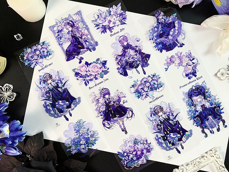 flower2 PET washi tape shell light - Washi Tape - Other Materials Purple