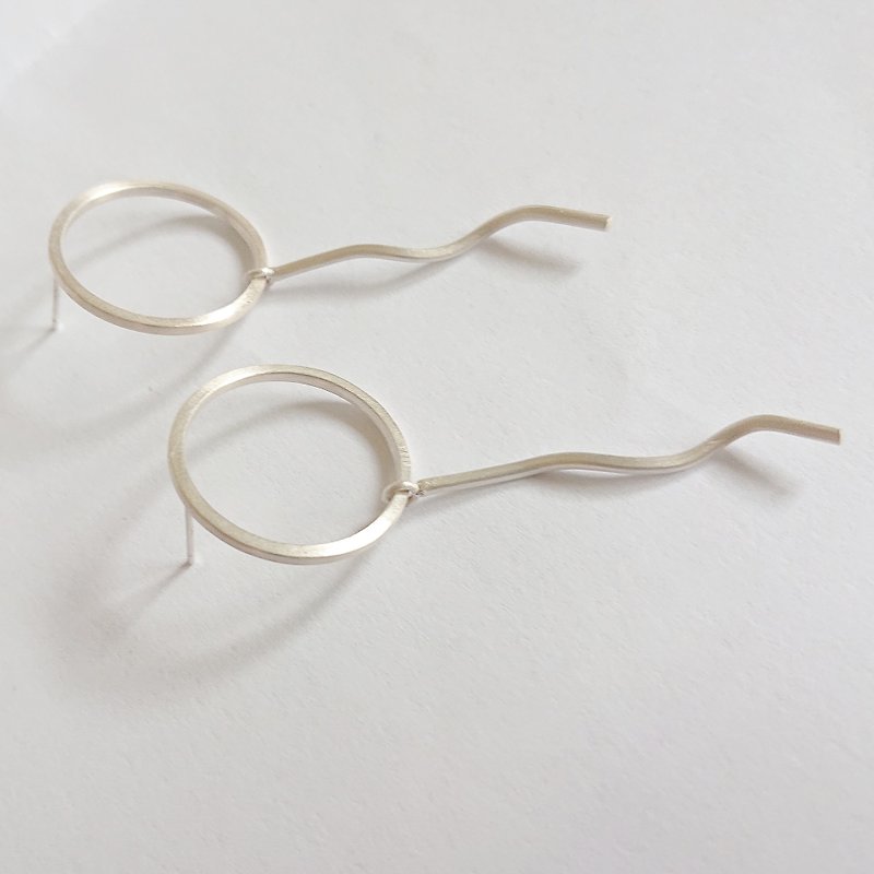 Geometric Style-Circle Round Twisted Wire-Ear Pin Earrings - Earrings & Clip-ons - Sterling Silver Silver