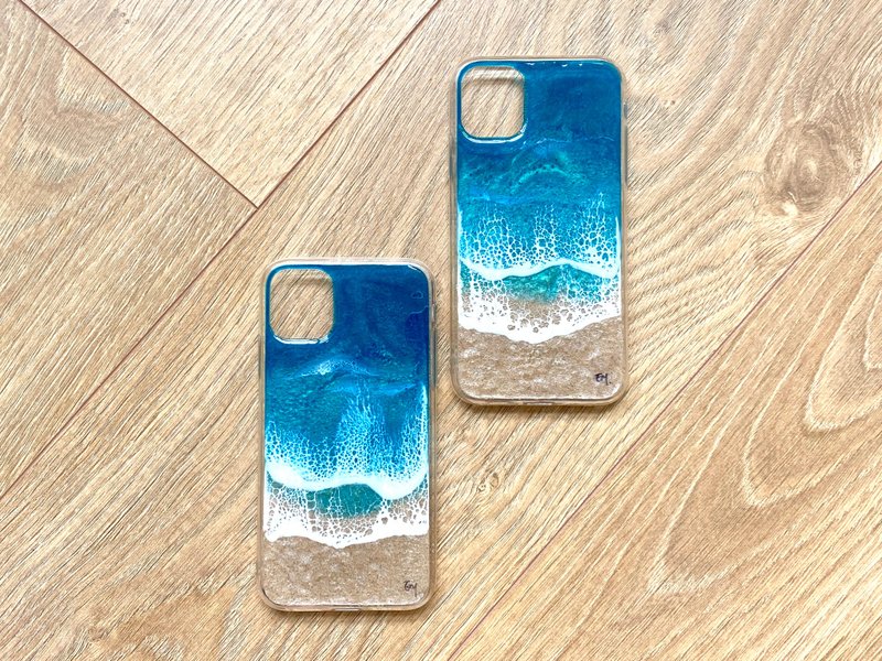 iPhone Beach Phone Case, Hand-painted, Ideal Gift - 手機殼/手機套 - 樹脂 藍色