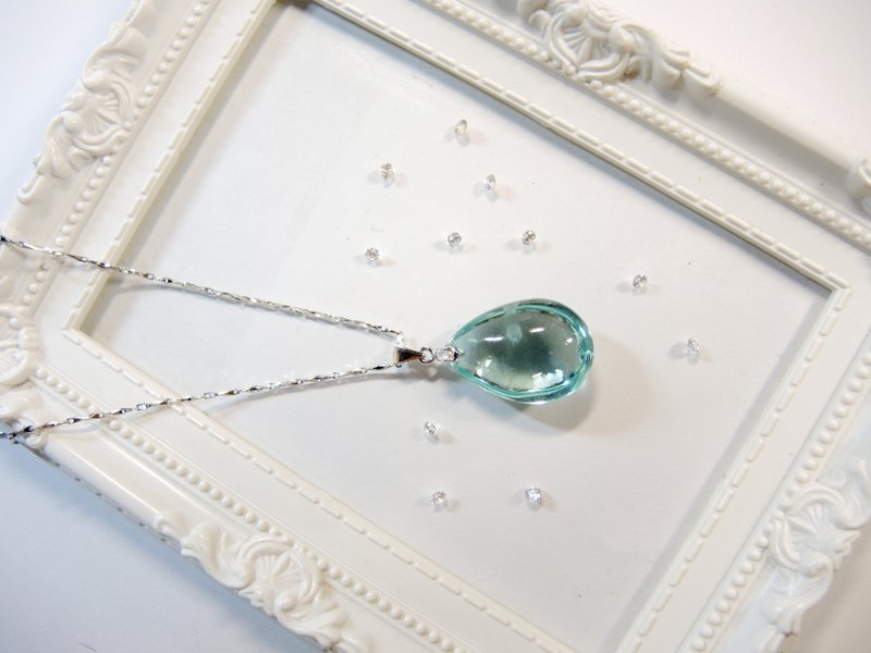 《Ice Crystal 冰晶》海藍琉璃雅緻項鍊-典雅水珠-N2 - 項鍊 - 寶石 藍色