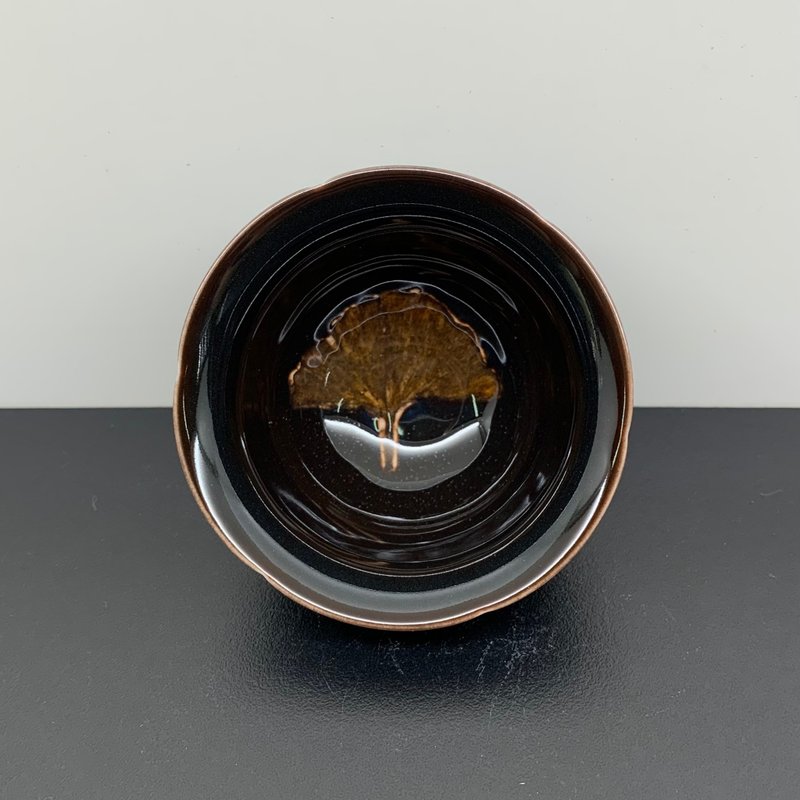 木葉天目 迷你葵口杯 60ml 邱毓寧 鶯歌燒 A38 - 茶壺/茶杯/茶具 - 瓷 多色