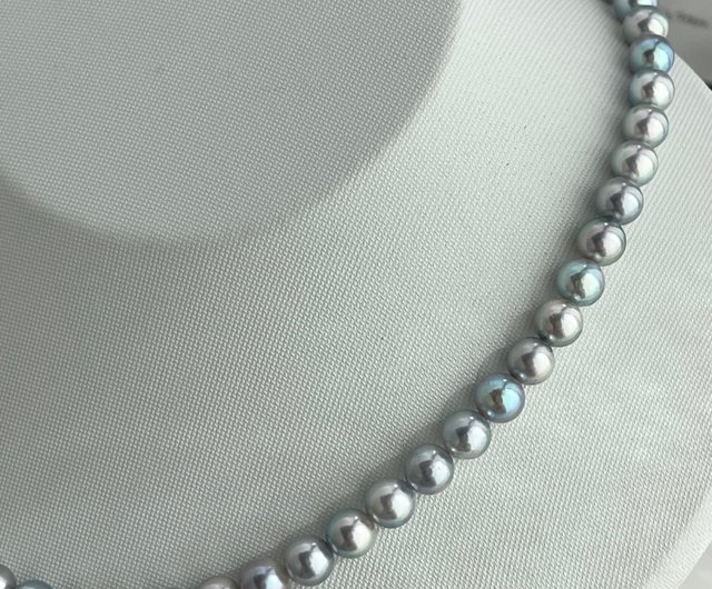 ナチュラルブルー　アコヤ真珠ネックレス 6.5-7mm 真珠科学研究所鑑別書付 真珠科学研究所鑑別書付き ナチュラルブルー 6.5ミリアコヤ