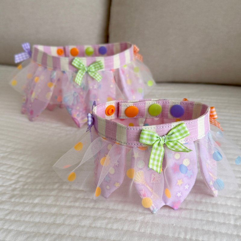 [Handmade by Qia's] Ziqi Donglai Cherry Blossom Tulle Pet Shape Scarf - Collars & Leashes - Cotton & Hemp 