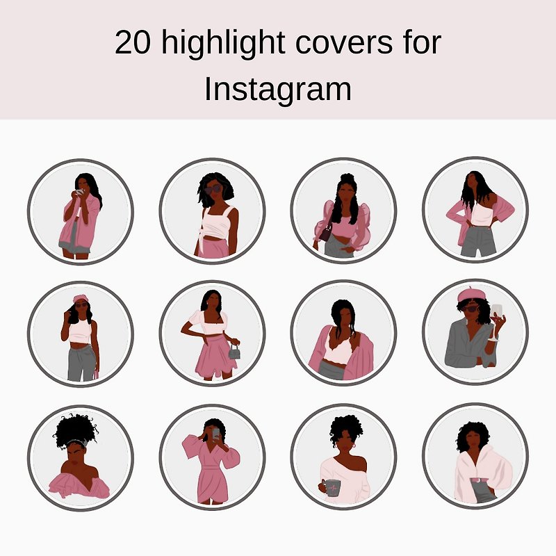 20 Illustrations Icons Story Highlight | Feminine Instagram Story Highlight - 筆記簿/手帳 - 其他材質 