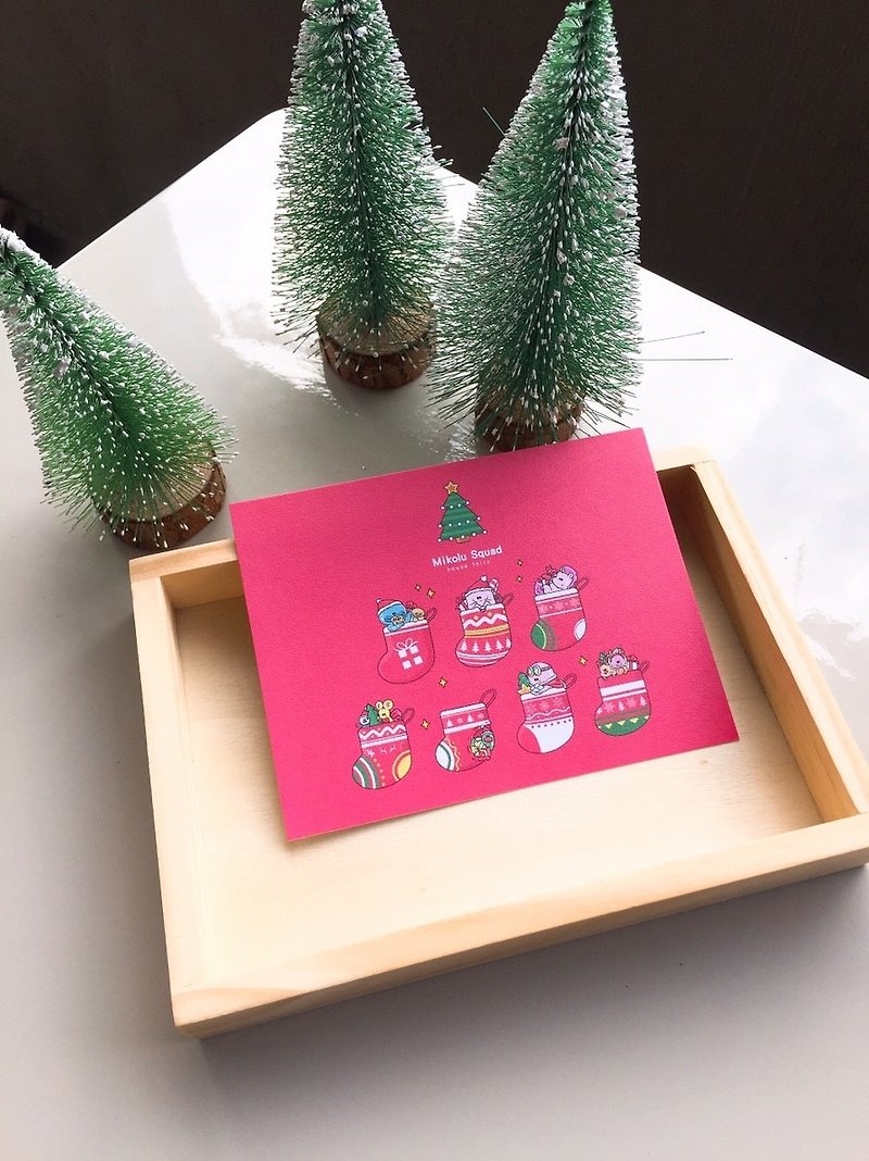 Christmas stocking postcard - การ์ด/โปสการ์ด - กระดาษ สีแดง