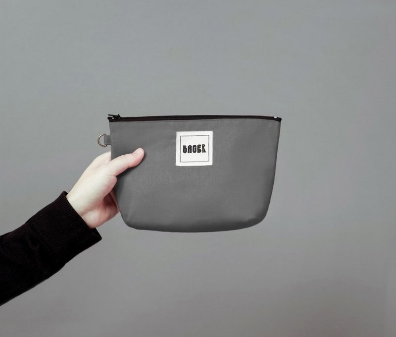 Bager simple plain zipper universal bag / gray - Toiletry Bags & Pouches - Cotton & Hemp Gray