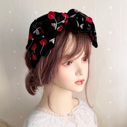 哈娜髮飾 Hanabi ~ 手工訂製飾品 超大蝴蝶結髮箍/花繡蕾絲頭箍 寬版 寬邊 髮帶式髮窟 頭帶 頭飾