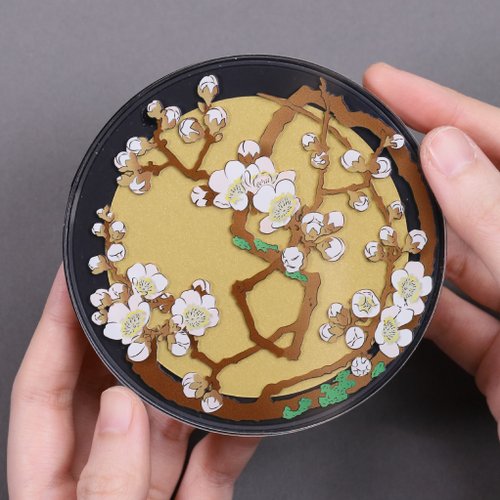 FingerART 指の藝 白梅 - 浮雕畫 15W無線快速充電器 【日本經典藝術系列】