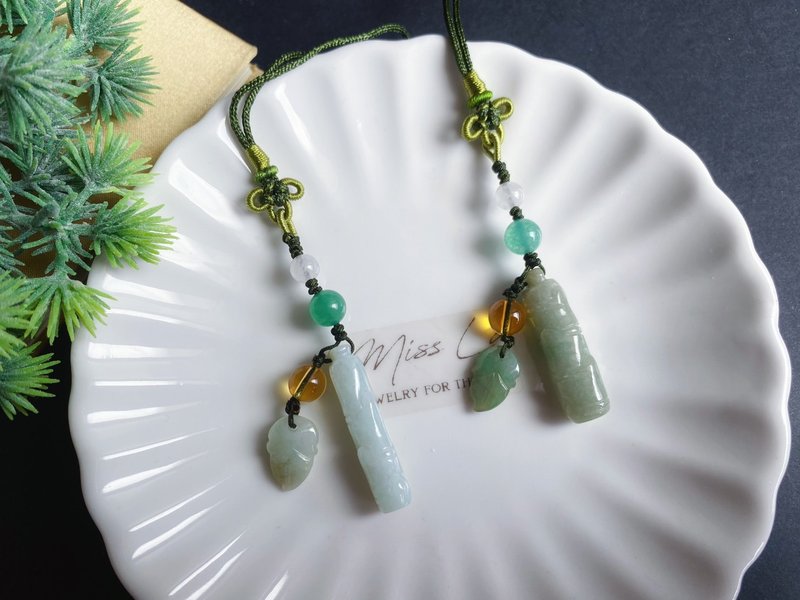Natural Burmese Jade Jade Bamboo Jade Gradually Improved Examination Fortune College Entrance Examination Bag Hanging Gift - Charms - Jade Green
