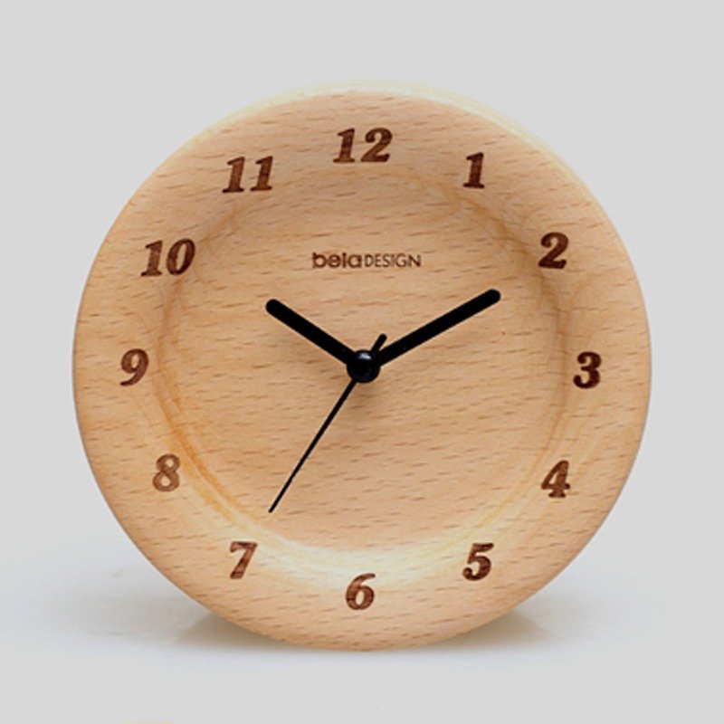 Digital small table clock with solid wood floating edge - Clocks - Wood Gold