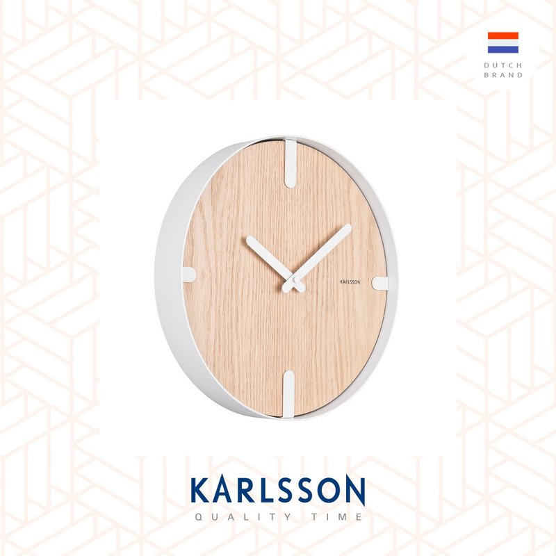 荷蘭Karlsson, Wall clock Dashed oak wood white 胡桃木面掛鐘 - 時鐘/鬧鐘 - 木頭 白色