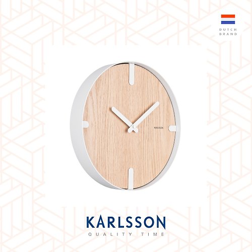 Ur Lifestyle 荷蘭Karlsson, Wall clock Dashed oak wood white 胡桃木面掛鐘