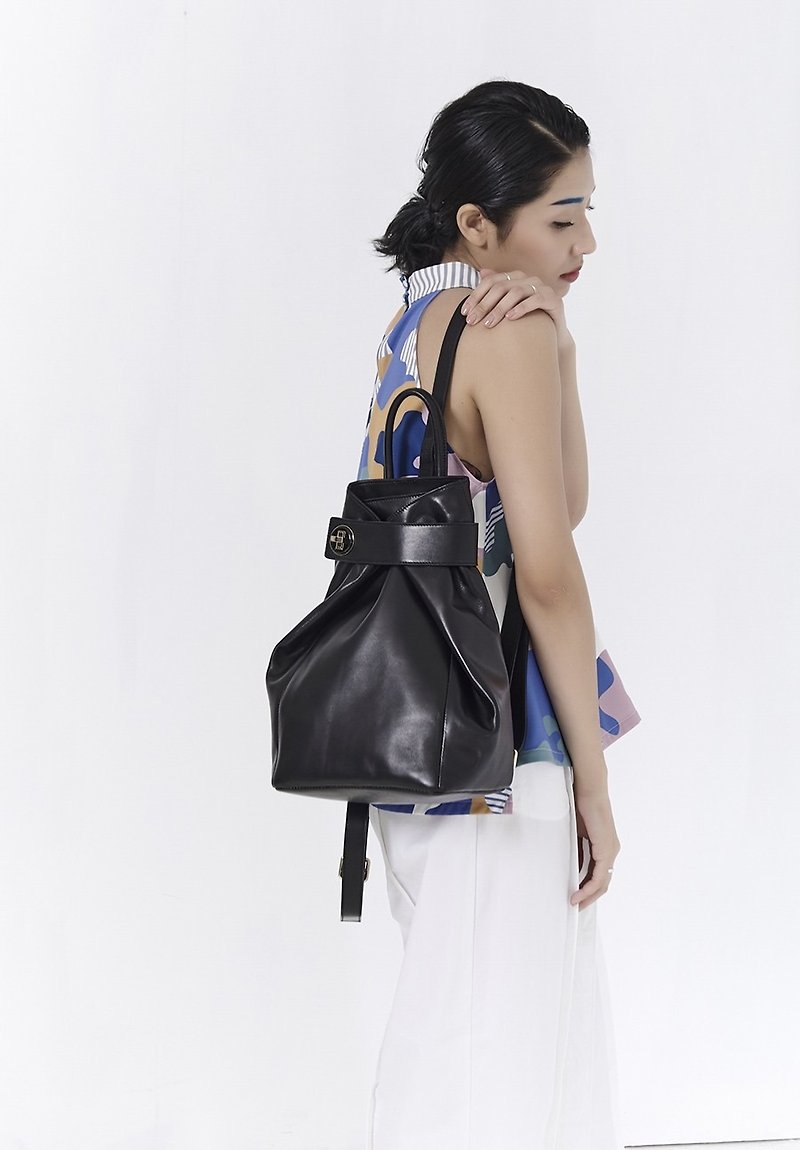 Discount zipper backpack black - Backpacks - Genuine Leather Black