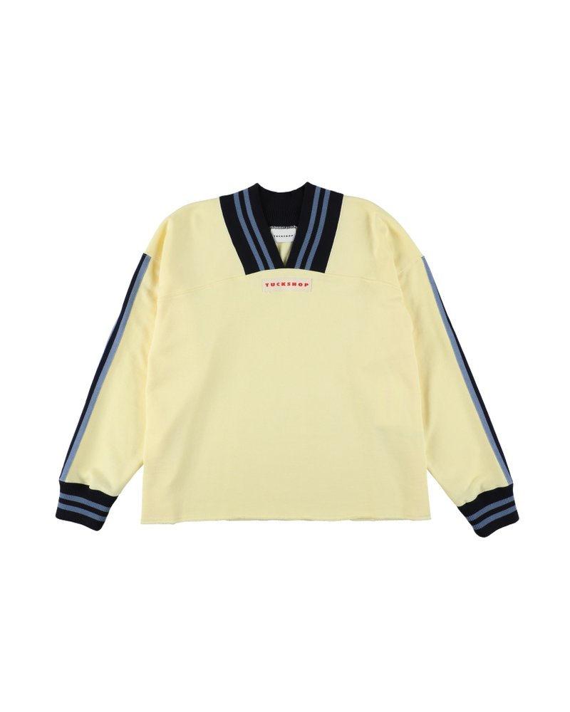 V-NECK SWEATSHIRT-YELLOW Vネックスウェットシャツ-イエロー - 帽T/大學T - 棉．麻 黃色