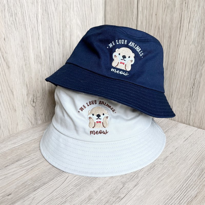 Meow Otters fisherman's hat - หมวก - วัสดุอื่นๆ สีน้ำเงิน