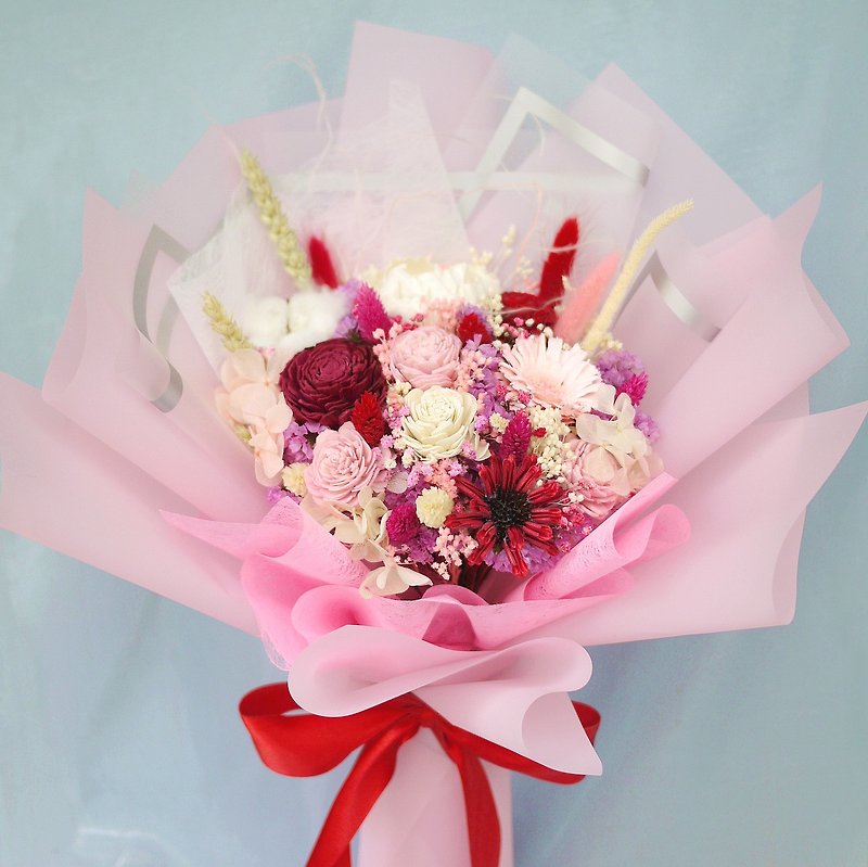 Flower Gift Collection-Micro length can stand without withered flowers dry bouquet proposal - ช่อดอกไม้แห้ง - พืช/ดอกไม้ สีแดง