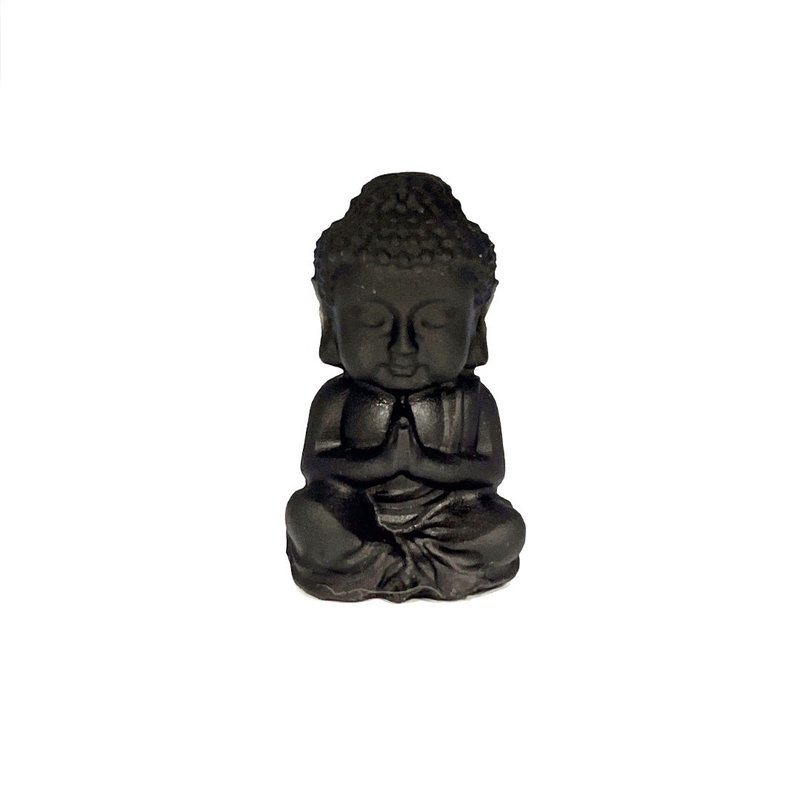 【Montagne】Little Buddha | Obsidian | Incense Stone Doll - Fragrances - Crystal Black