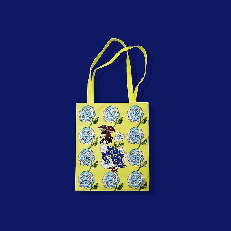 Flower and goose bag yellow - Messenger Bags & Sling Bags - Cotton & Hemp 
