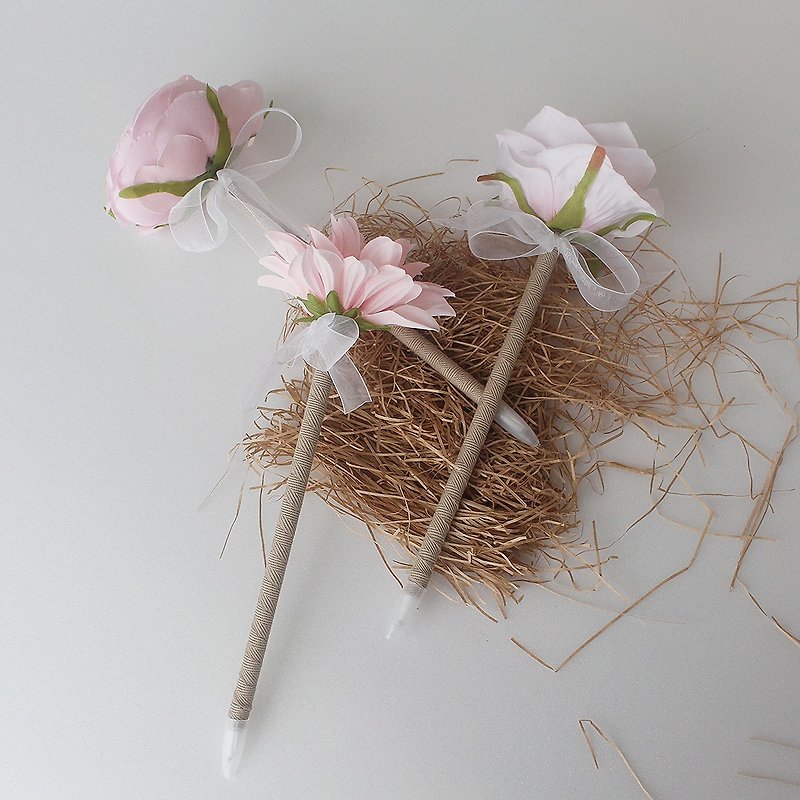 Light Pink Peony Flower Pen ,Wedding Guest Book Pens,  B-style - Other Writing Utensils - Other Materials Pink