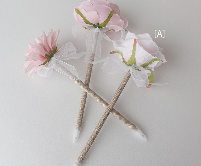 Light Pink Peony Flower Pen ,wedding Guest Book Pens,rustic Wedding,flower  Pen,wedding Pen,wedding D on Luulla