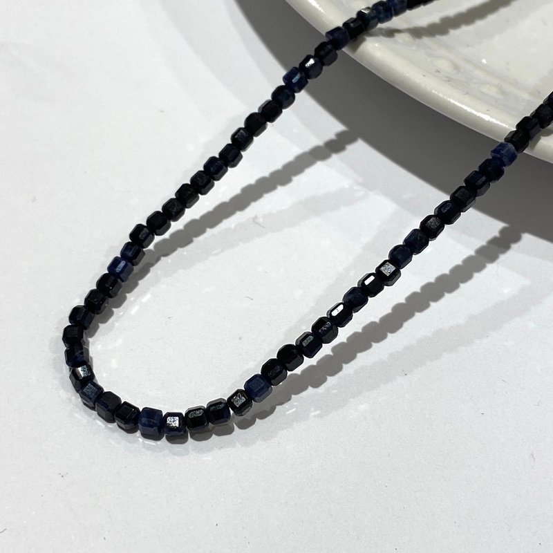 SAPPHIRE 14K GOLDFILLED 40CM NECKLESS - Necklaces - Gemstone Blue