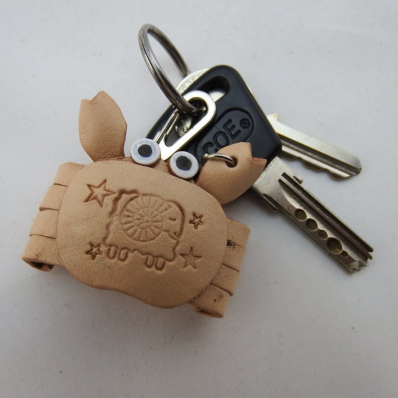 一個感謝(蟹)-螃蟹鑰匙圈小吊飾 - 鑰匙圈/鎖匙扣 - 真皮 