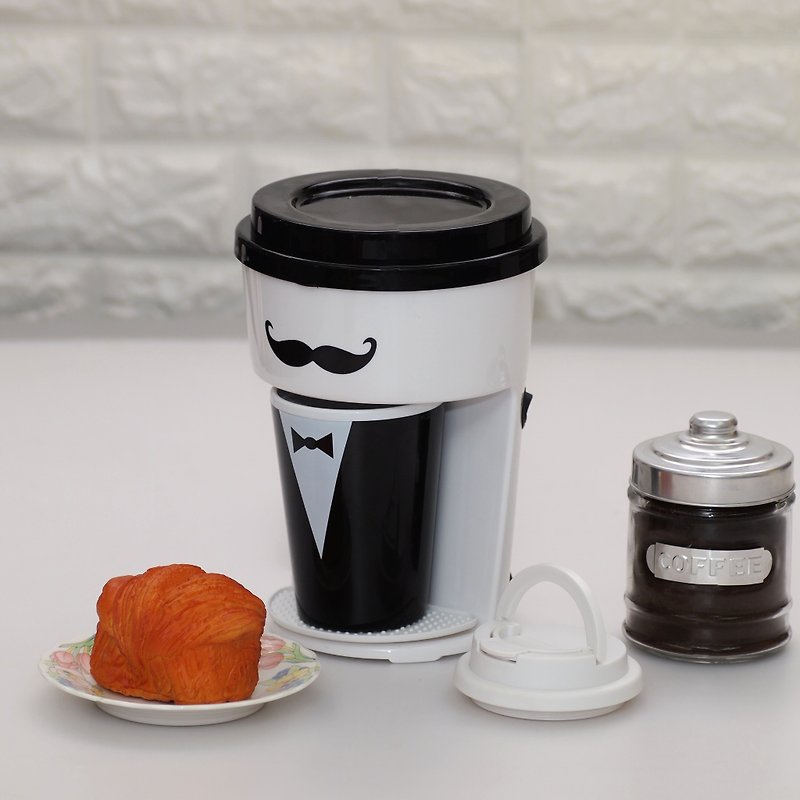 Minimalist One Cup Filter Coffee Maker Machine incl Travel PP Mug - Gentleman - Other - Plastic Black
