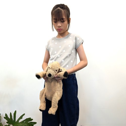 TiDi 左岸點點 TiDi×ViF 大女童卡其白點點短袖針織上衣/短版上衣 兩種尺寸