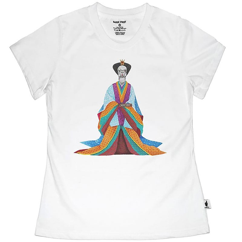 British Fashion Brand -Baker Street- Alpaca Princess Printed T-shirt - เสื้อยืดผู้หญิง - ผ้าฝ้าย/ผ้าลินิน ขาว