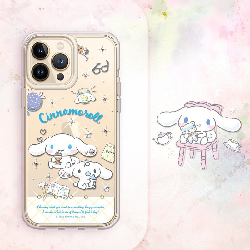 Sanrio iPhone 13 series thin and light military specification drop-resistant crystal diamond mobile phone case-leisurely big ear dog - Phone Cases - Other Materials Multicolor