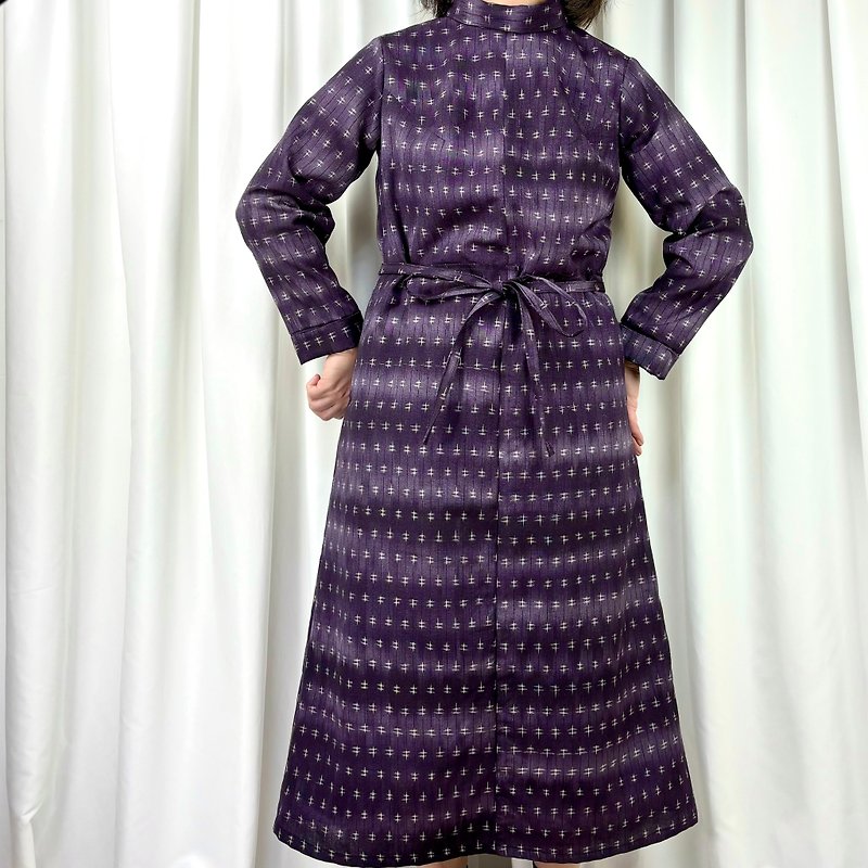 kimono dress  silk&wool - ชุดเดรส - ขนแกะ สีม่วง