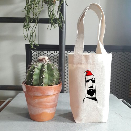 hipster 摩艾 聖誕 公公 Moai 隨行杯手機錢包飲料提袋帆布 復活節島