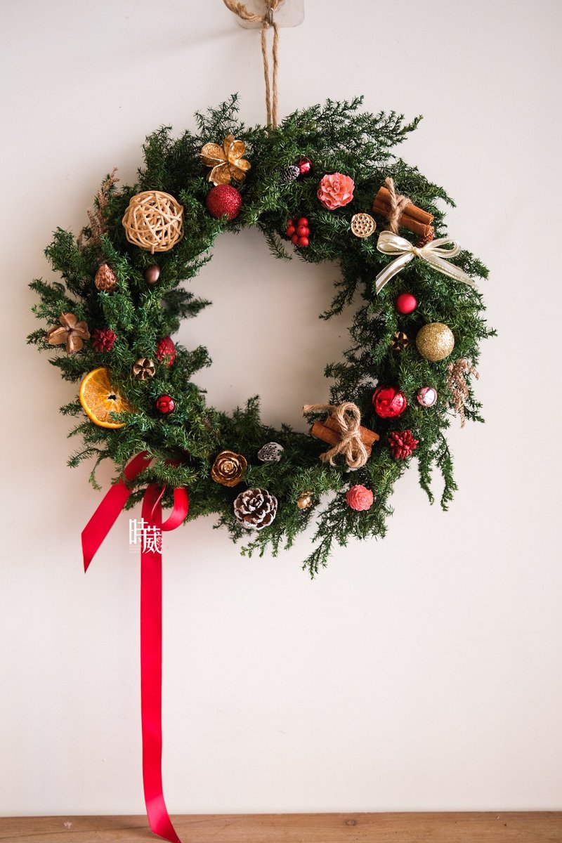 Christmas Course_Colorful Wreaths_Everlasting Cedar Christmas Wreath Course/Taichung Classroom - จัดดอกไม้/ต้นไม้ - พืช/ดอกไม้ 