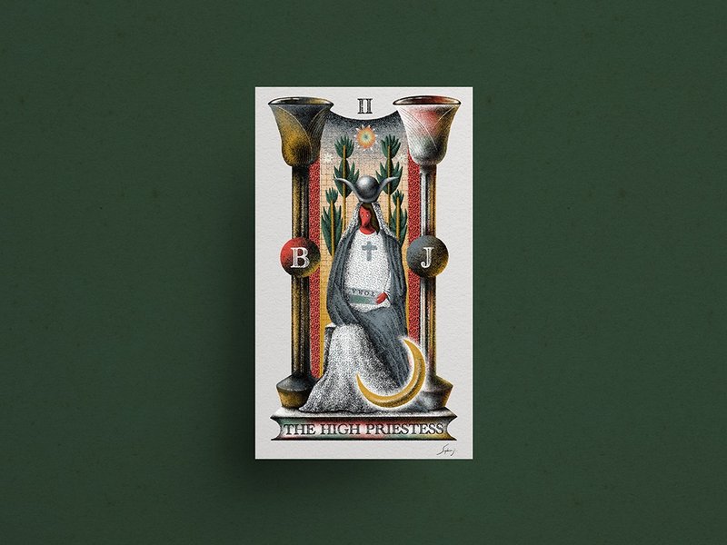 Sophia Ji 微噴畫作 | 塔羅系列 | 女祭司 - 海報/掛畫/掛布 - 紙 綠色