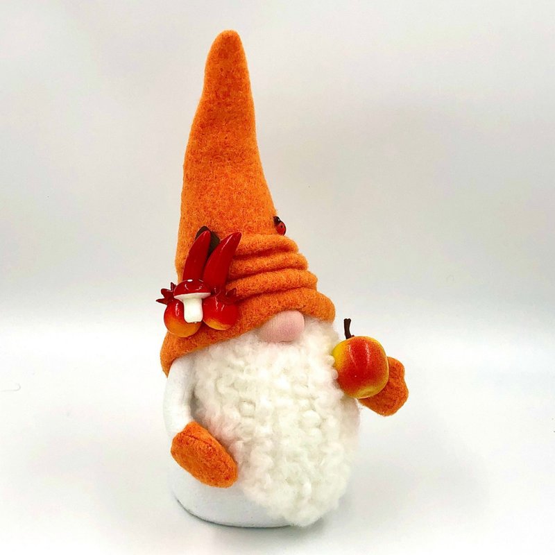 Autumn Scandinavian gnome, Thanksgiving day gnome, Soft fabric leprechaun - ตุ๊กตา - วัสดุอื่นๆ สีส้ม