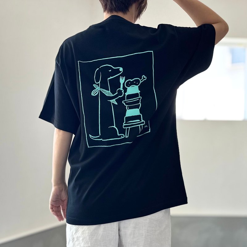 2025新作【ユニセックス】コラボプリント リラックスフィットTシャツ 5色展開【ブラック】 - 女 T 恤 - 棉．麻 黑色