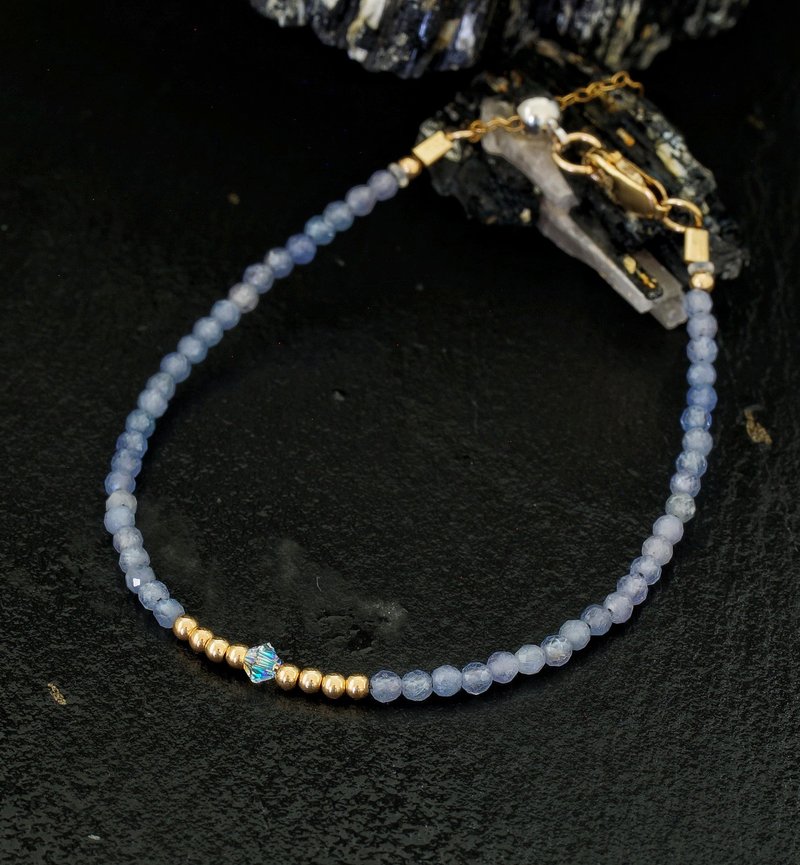 曰本 Cenfill 鋼絲 坦桑石 14K包金 GF Swarovski 水晶手鍊 - 手鍊/手環 - 水晶 