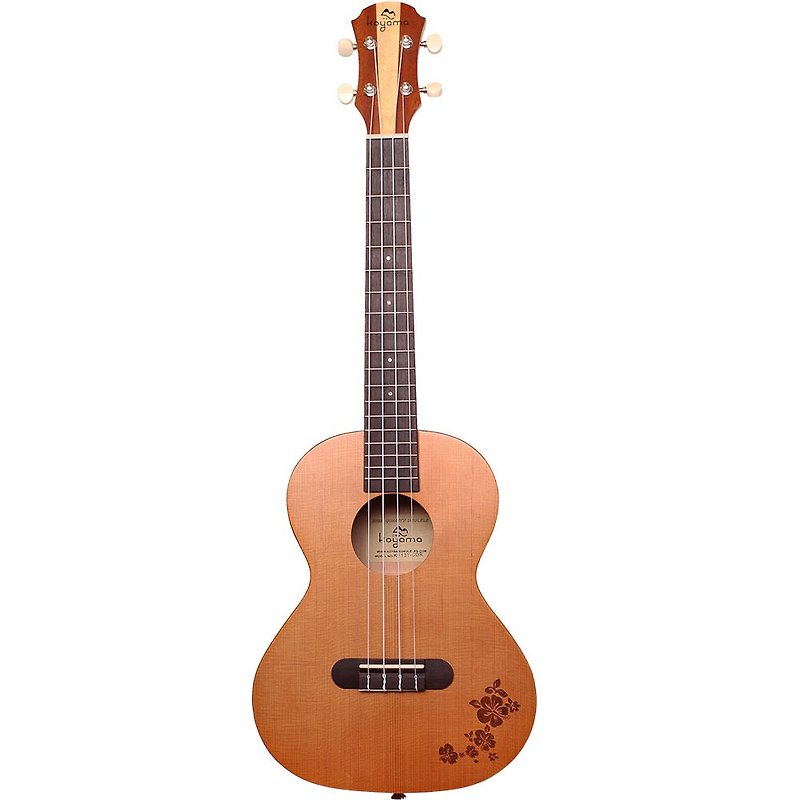 KF13T-CDR 26-inch Ukulele Redwood Veneer Hibiscus Flower Carving Series Solid Tenor - Guitars & Music Instruments - Wood Brown