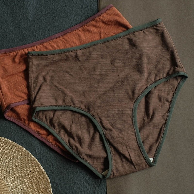 Mineral/Oak Linen Cotton Comfortable Breathable High Waist Briefs - Women's Underwear - Cotton & Hemp Brown