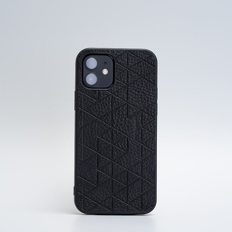 iPhone case made from Italian full-grain vegetable-tanned leather - Phone Cases - Genuine Leather Black