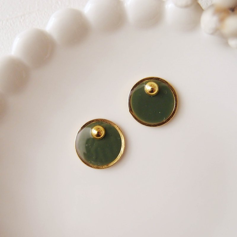 Yanxi. Qianlong-Clip Earrings Stainless Steel Earrings Silicone Earrings - ต่างหู - วัสดุอื่นๆ สีเขียว
