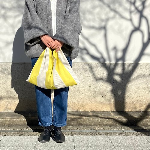 harunohi 吾妻袋 購物袋 手提包 縦縞 -黃色 M size