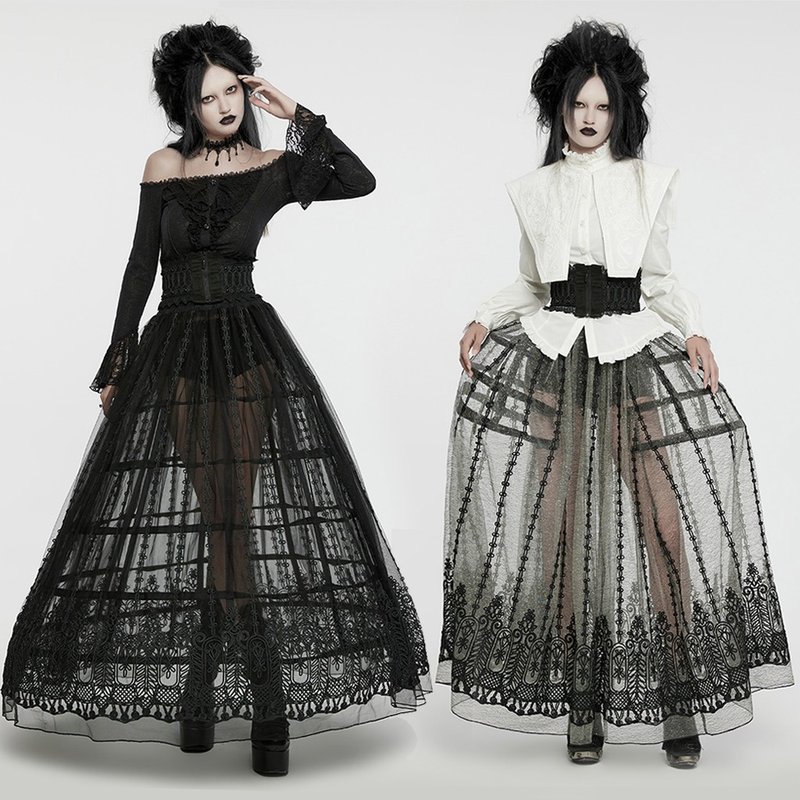 Pagan Rus three-dimensional embroidered dress/skirt-multicolor/black only/puffy skirt - กระโปรง - วัสดุอื่นๆ สีดำ