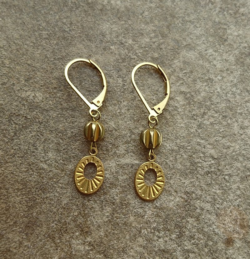 刻度-黃銅垂墜耳環 - 耳環/耳夾 - 其他金屬 金色