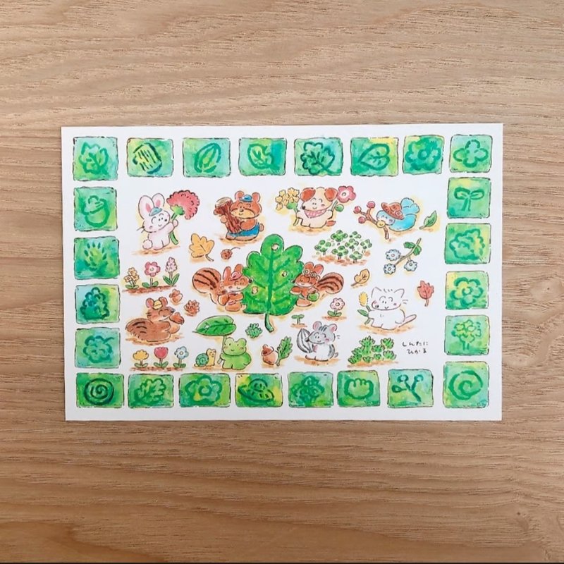 ポストカード　植物タイル - 卡片/明信片 - 紙 