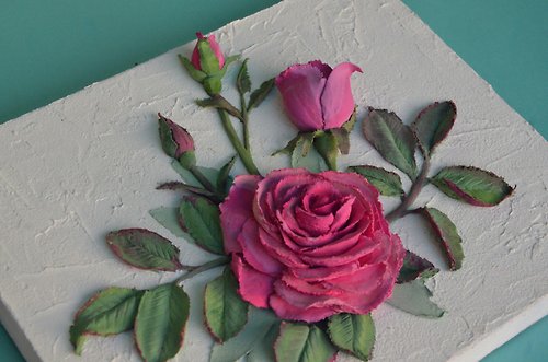 Natalya Tsvit Decorative panel Roses in a sculptural painting technique